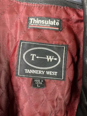 Tannery West Vintage Large Lined Black Leather Belted Jacket (Flawed-NO BUTTONS) thumbnail 3