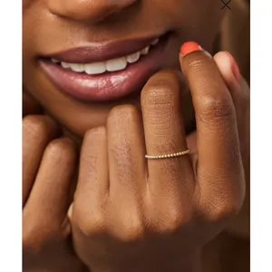 Dainty 14k‎ Gold Plated S925 Bead Ball Ring Jewelry, Size 6 thumbnail 8