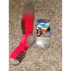 Eurosock Ski Zone 1112 Medium Weight‎ Ski Socks Pink Grey Made in Italy Womens M thumbnail 2