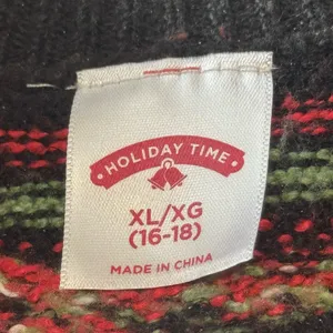 Vintage-Inspired Holiday Time Christmas Poinsettia Fair Isle Sweater XL 16-18 thumbnail 4