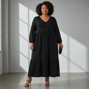 ASOS DESIGN Curve Black Tiered Midi Dress Size 16 NWT thumbnail 9