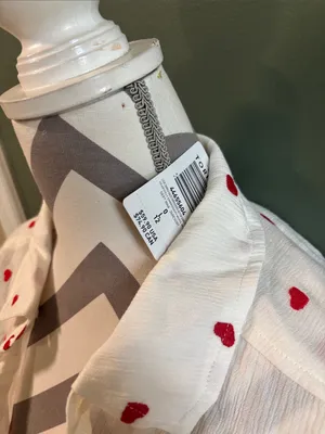 torrid White Button-Down Shirt with Red Heart Print thumbnail 3