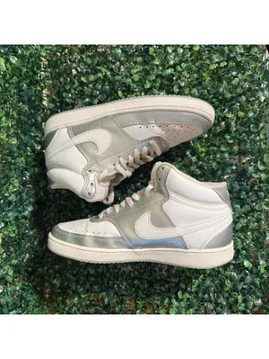 Nike Court Vision Mid - Women`s Sneaker Grey White Silver CD5436-108 size 9.5 thumbnail 2