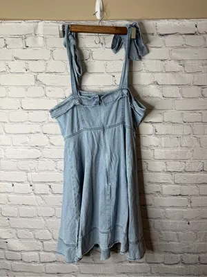Unbranded Light Blue Denim Tie-Shoulder Dress size large thumbnail 12