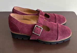 Vionic Women's Carmen T-Strap Loafer Suede Port Wine Size 6 thumbnail 1