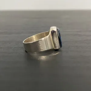 925 Sterling Silver Ring with Handblown Glass Stone Size 6¼ thumbnail 3