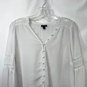 Torrid Plus Size 1X Top Chiffon Ruffle White Eyelet‎ Embroidered Bishop 1289 thumbnail 4