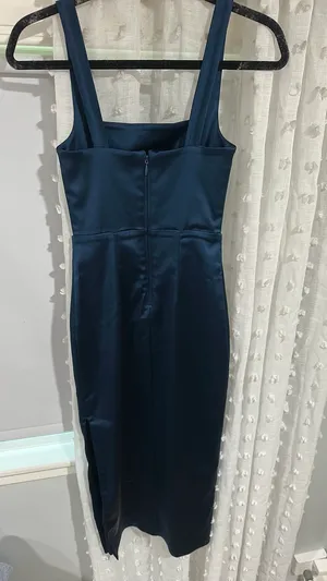 Abercrombie midi navy sculpt satin dress thumbnail 5