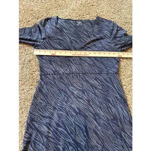 Toad & Co Horny Toad Womens M Blue Rosalinda Gathered Neckline 3/4 Sleeve Dress thumbnail 4