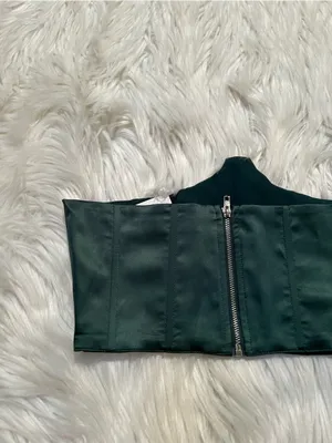 Heiress Beverly Hills Women's Size Small Waist Corset Top Dark Green Zip Back thumbnail 5