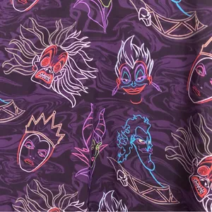 Disney Villains Womens Purple Print Scrubs Scrub Top M Medium Bust 40” thumbnail 2