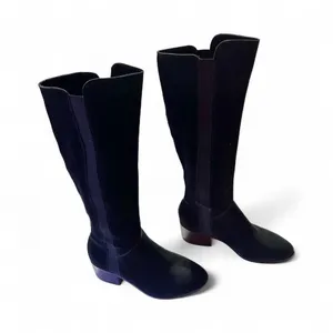 Steve Madden Giselle Black Suede Leather Pull On Riding Knee High Boots Sz 7.5M thumbnail 1