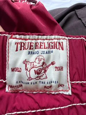 True Religion Ricki Big T Burgundy With Contrasting White Y2K women pants cargo thumbnail 4