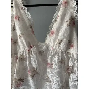 ROMWE White Floral Lace Corset Tank Top Size Medium thumbnail 4