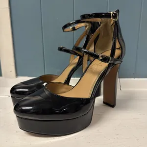 Jessica‎ Simpson Platform Chunky Heel Shoe Double Ankle Straps Black Women's 7 thumbnail 2
