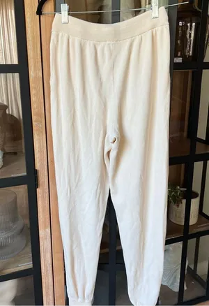 Oh Polly ribbed knit joggers sweatpants high waisted influencer bo+tee ivory thumbnail 4