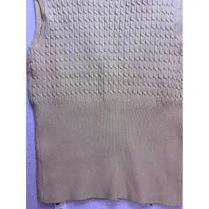 Commense Cable Knit Vest Women XS Beige Gold Button Sleeveless Layering thumbnail 9