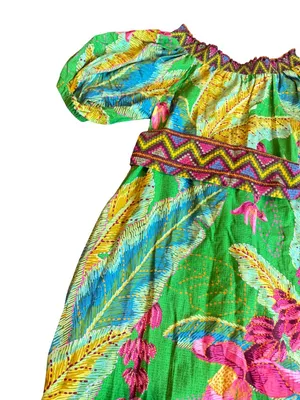 Farm Rio Banana Leaves Off-the-Shoulder Midi Dress Bright Colorful Size Small thumbnail 14