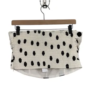 NEW LOFT Dotted Ruched Strapless Top in Whisper White - Size 12 thumbnail 4