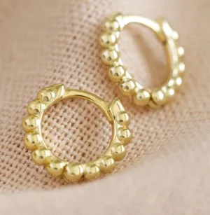 NWT Lisa Angel Gold Sterling Silver Dotted Huggie Hoop Earrings thumbnail 1