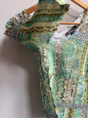 Vintage Y2K‎ Crinkle Mesh Patchwork Top Artsy Boho Festival Stretch Fairy Glam thumbnail 5