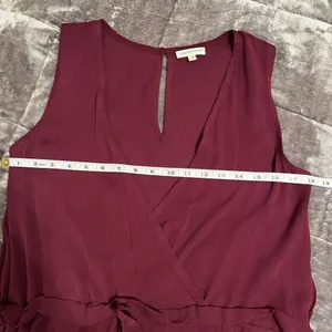 Earthbound Jumpsuit Small Burgundy Red jogger Leg Faux Wrap Sleeveless Gauze thumbnail 12