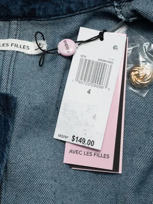 Avec Les Filles - Collared Button-Front Mini Denim‎ Dress thumbnail 4