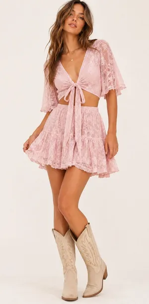 Free People Lala Lace Mini Dress Pink Dawn Size S NWT thumbnail 1