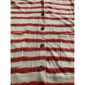 Lucky Brand Cardigan XS Red White Striped Button Front Pockets Nautical Core‎ thumbnail 4