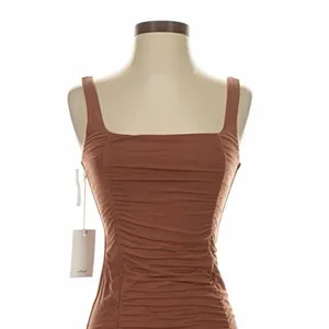 Wilfred Lydia Brown Ruched Mini Dress Bodycon‎ Small Petite Coquette Minimalist thumbnail 3