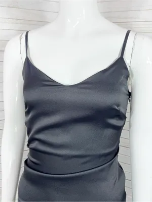 LBLC The Label Valarie Black Satin Slip Dress XS Midi Whimsigoth Party Coquette thumbnail 6
