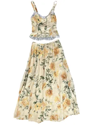 Reformation Women’s Lisette Top Gemma Maxi Skirt Honeyglow Floral Yellow Set 6 thumbnail 2