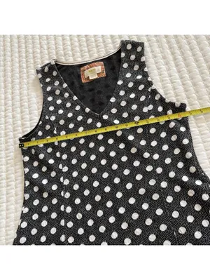 Anthropologie Maeve Polka Dot Black & White Sleeveless Blouse Top Sz M Medium thumbnail 2