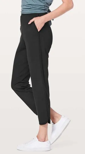 Lululemon Sz 8 Every Moment Pants 26" Black French Terry Travel‎ Lounge W5BAMS thumbnail 1