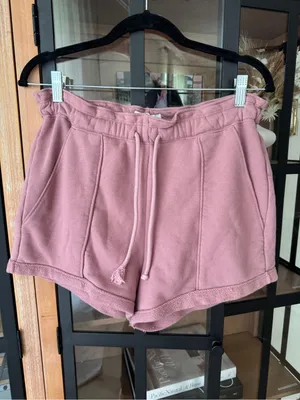 Abercrombie soft a&f sweat shorts paperbag waist high rise mauve dusty rose thumbnail 7