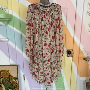 Free People Keeping Up With Kara Semi Sheer Bohemian Floral Tunic Sz Large 🧡🍄 thumbnail 6