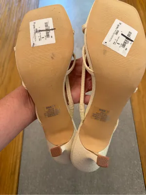 DV Dolce Vita Zelly Rosette Sandal Cream Canvas Strappy Heels Size 11 thumbnail 8