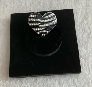 Sparkling Black Heart Ring with Silver Crystals - Women Jewelry thumbnail 1