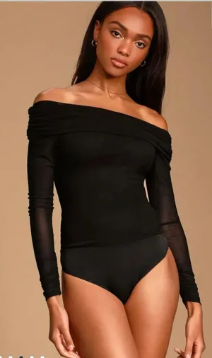 Lulus Black Off-The-Shoulder Bodysuit thumbnail 1