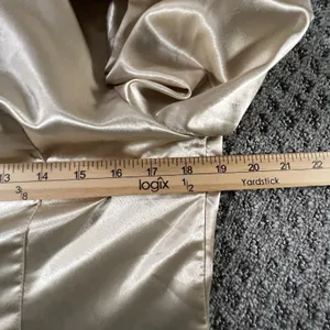 Rihoas Satin Wrap Blouse Small Gold Long Sleeve Button Cuff Collared Dressy Top‎ thumbnail 5