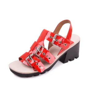 Jeffrey Campbell Riveter Lugged Buckle Sandal patent‎ leather red size 7.5 thumbnail 2