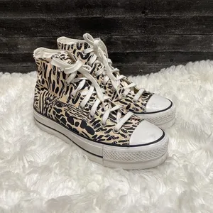 Converse Jungle Art Platform High Top Shoes Neutral Animal Print Y2k Streetcore thumbnail 2