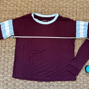 Aeropostale maroon blue Long Sleeve Seriously Soft Striped Tomboy Tee XS thumbnail 4