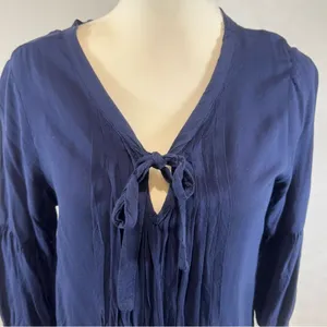 Old Navy long sleeve navy pintuck pleated swing dress size small thumbnail 3