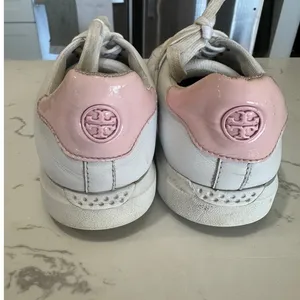 Tory Burch Howell Court White Pink Leather Lace Up Sneakers Women's Size 8 thumbnail 6