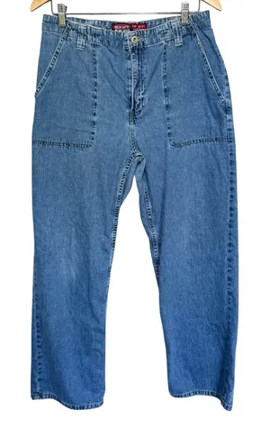 Old Navy Blue Jeans Womens 12‎ Blue Vintage Carpenter Straight High Rise Baggy thumbnail 1