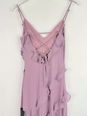 NWT Lulus Fancy Sweetness Lavender Ruffled Lace-Up Sleeveless Maxi Dress XXS thumbnail 11