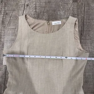 Calvin Klein Womens Dress Sleeveless Tan Khaki Gored Fully Lined Back Zip Size 4 thumbnail 2
