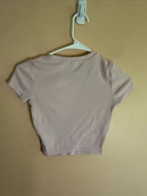 Garage Pink Ribbed Crewneck Crop Top thumbnail 3