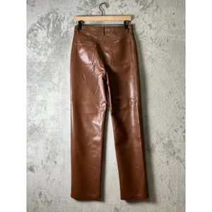 WILFRED ARITZIA The Melina Pant High Waisted Vegan Leather Cognac Brown Size 6 thumbnail 4